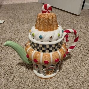 MACKENZIE-CHILDS CANDY COTTAGE TEAPOT